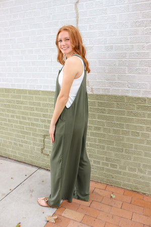 ODDI What Would You Say Jumpsuit - Olive Green