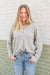 Very J Off She Goes Ribbed Henley Top - Light Grey