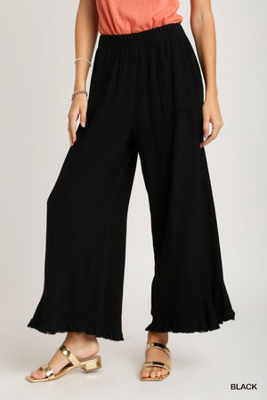 Umgee Annabelle Linen Blend Pants - Black