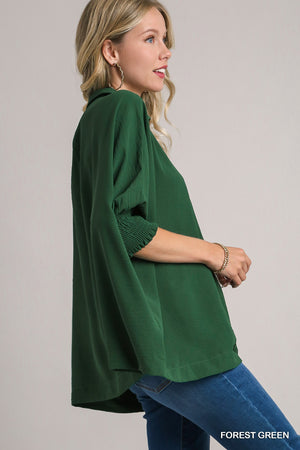 Umgee So Much Better Blouse - Forest Green