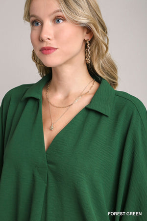 Umgee So Much Better Blouse - Forest Green