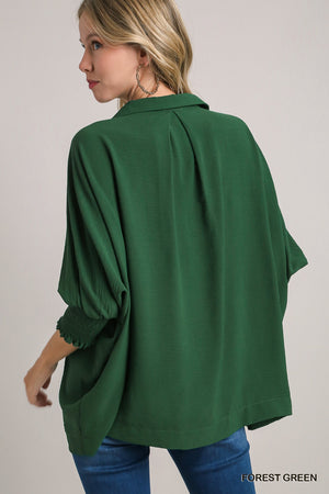 Umgee So Much Better Blouse - Forest Green