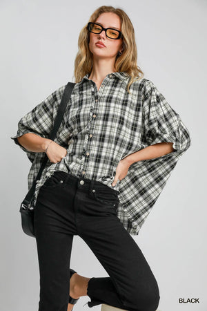 Umgee Aberdeen Tartan Plaid Button-Down Shirt