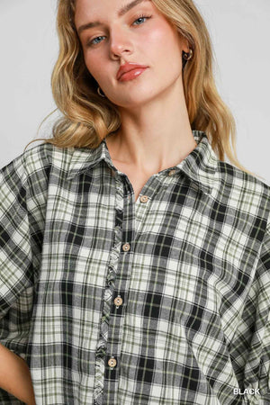 Umgee Aberdeen Tartan Plaid Button-Down Shirt