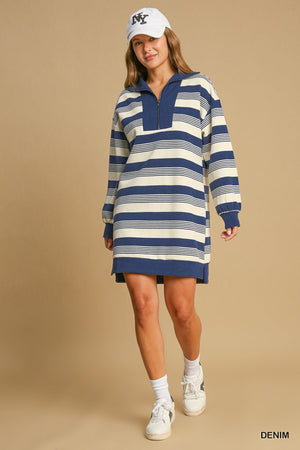 Umgee Pickleball Princess Dress - Denim Stripe