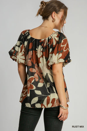 Umgee This Girl Loves Fall Puff Sleeve Top