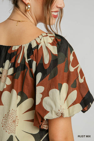 Umgee This Girl Loves Fall Puff Sleeve Top