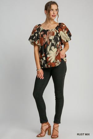 Umgee This Girl Loves Fall Puff Sleeve Top