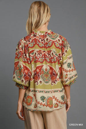 Umgee Orelia Split Neck Blouse