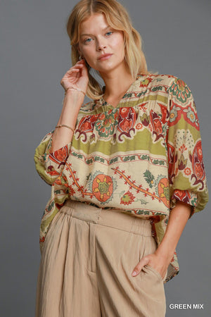 Umgee Orelia Split Neck Blouse