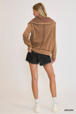 Umgee Everyday Discovery Half Zip Top - Dark Camel