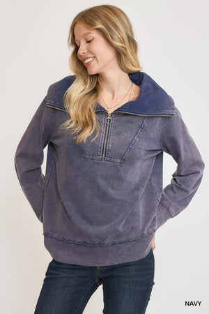 Umgee Everyday Discovery Half Zip Top - Navy