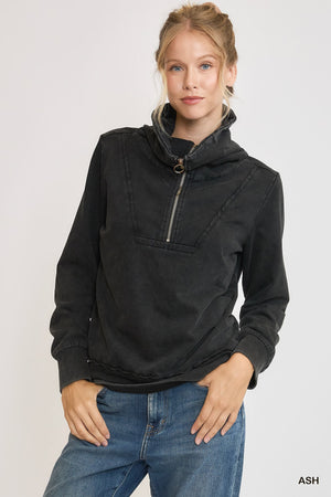 Umgee Everyday Discovery Half Zip Top - Ash Black