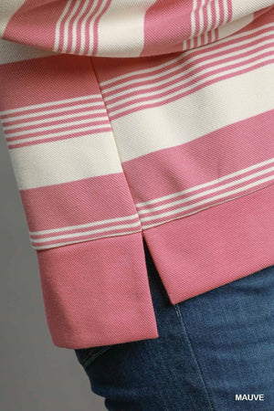 Umgee Make The Change Half Zip Top - Pink Stripe