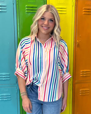 Entro Taste the Rainbow Striped Top