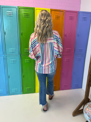 Entro Taste the Rainbow Striped Top