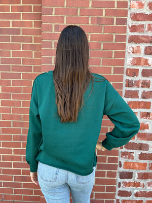 Umgee Holly Jolly Sweatshirt - Hunter Green