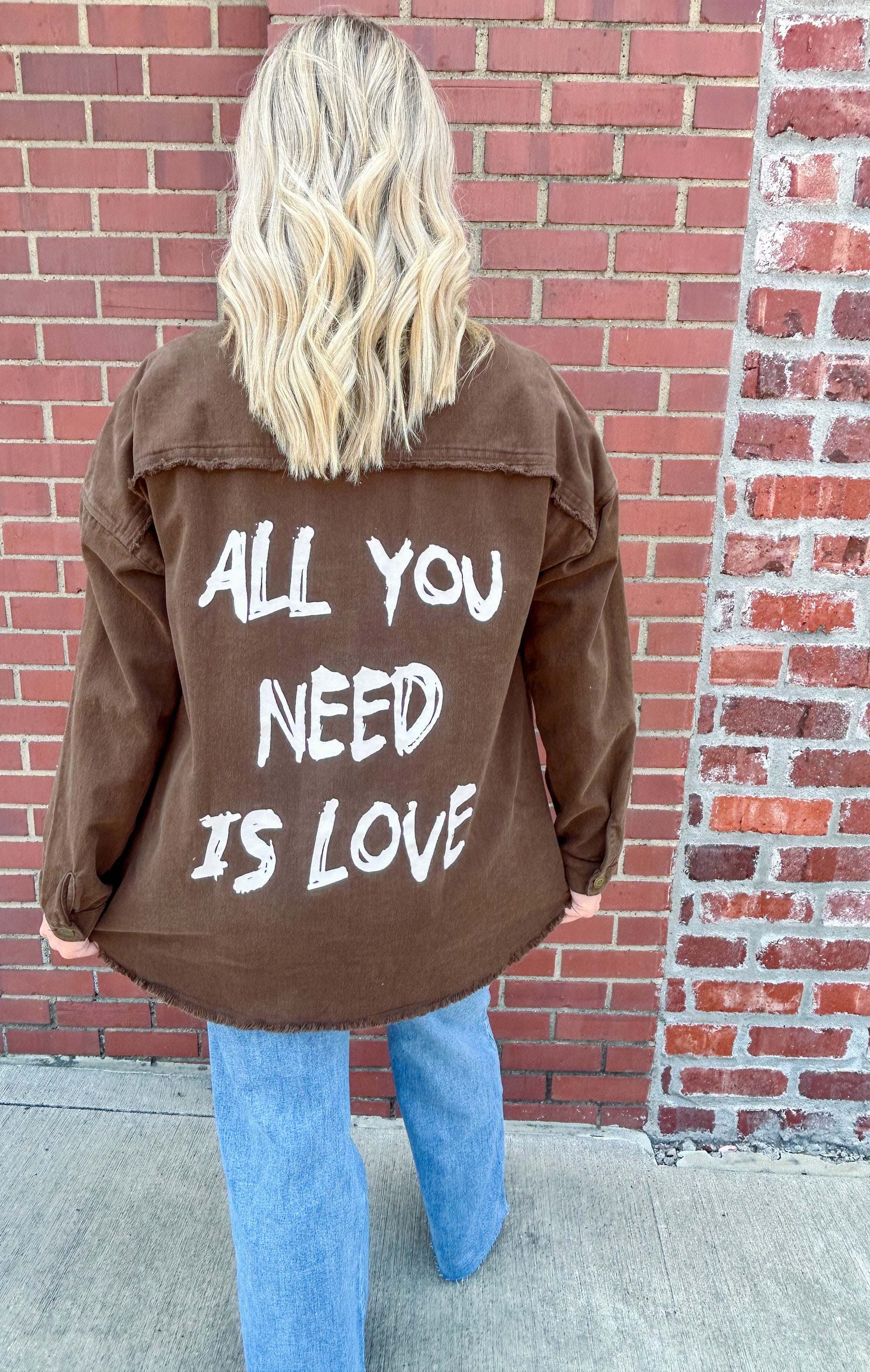 Kori All You Need is Love Twill Shacket - Brown