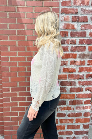 Kori Broken Heart Distressed Sweater