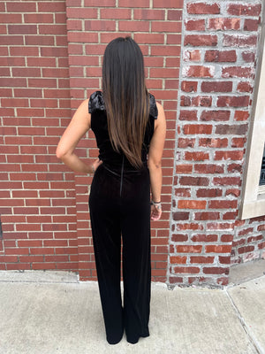 Entro Bow-Dacious Velvet Jumpsuit