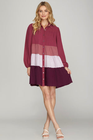 She + Sky Wine Not Colorblock Dress