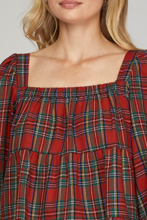 She + Sky North Pole Tartan Plaid Top