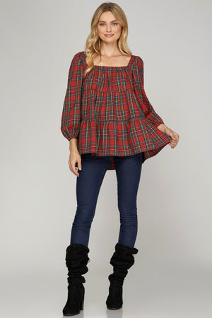 She + Sky North Pole Tartan Plaid Top