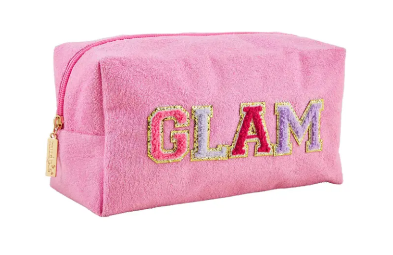 Mud Pie Terrycloth Chenille Letters Pouch - Glam