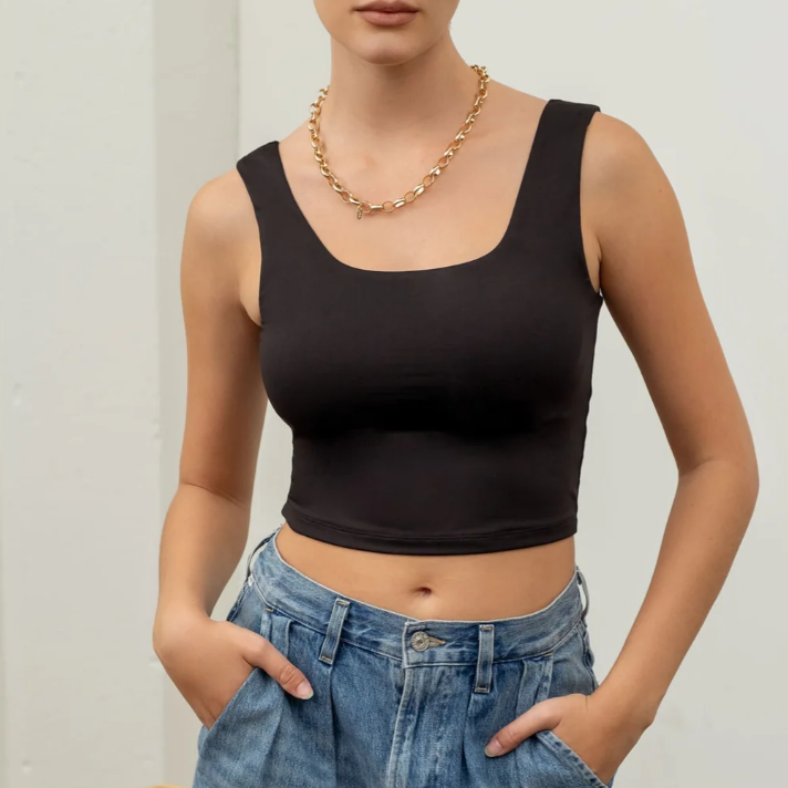 Workshop - Black - All Bets Are Off Square Cami Top