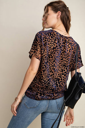 Kori Keys to the Kingdom Animal Print Velvet Burnout Top