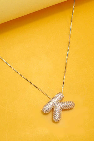 Pave Rhinestone Initial Bubble Balloon Necklace