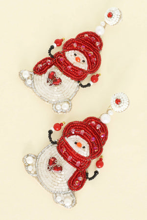 Christmas Scarfed Snowman Post Earrings