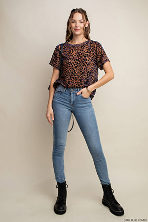 Kori Keys to the Kingdom Animal Print Velvet Burnout Top