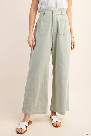 Kori Sage Advice Wide Leg Pants - Sage Green