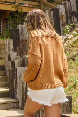 Oddi Aspen Cable Knit Long Sleeve Sweater