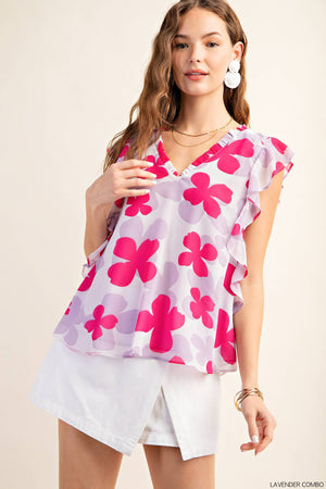 Kori Date Night Chiffon Top - Pink