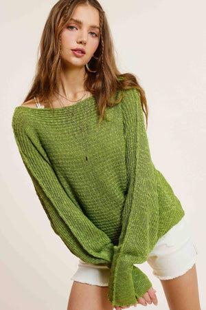 La Miel Little Moments Dolman Boat Neck Sweater