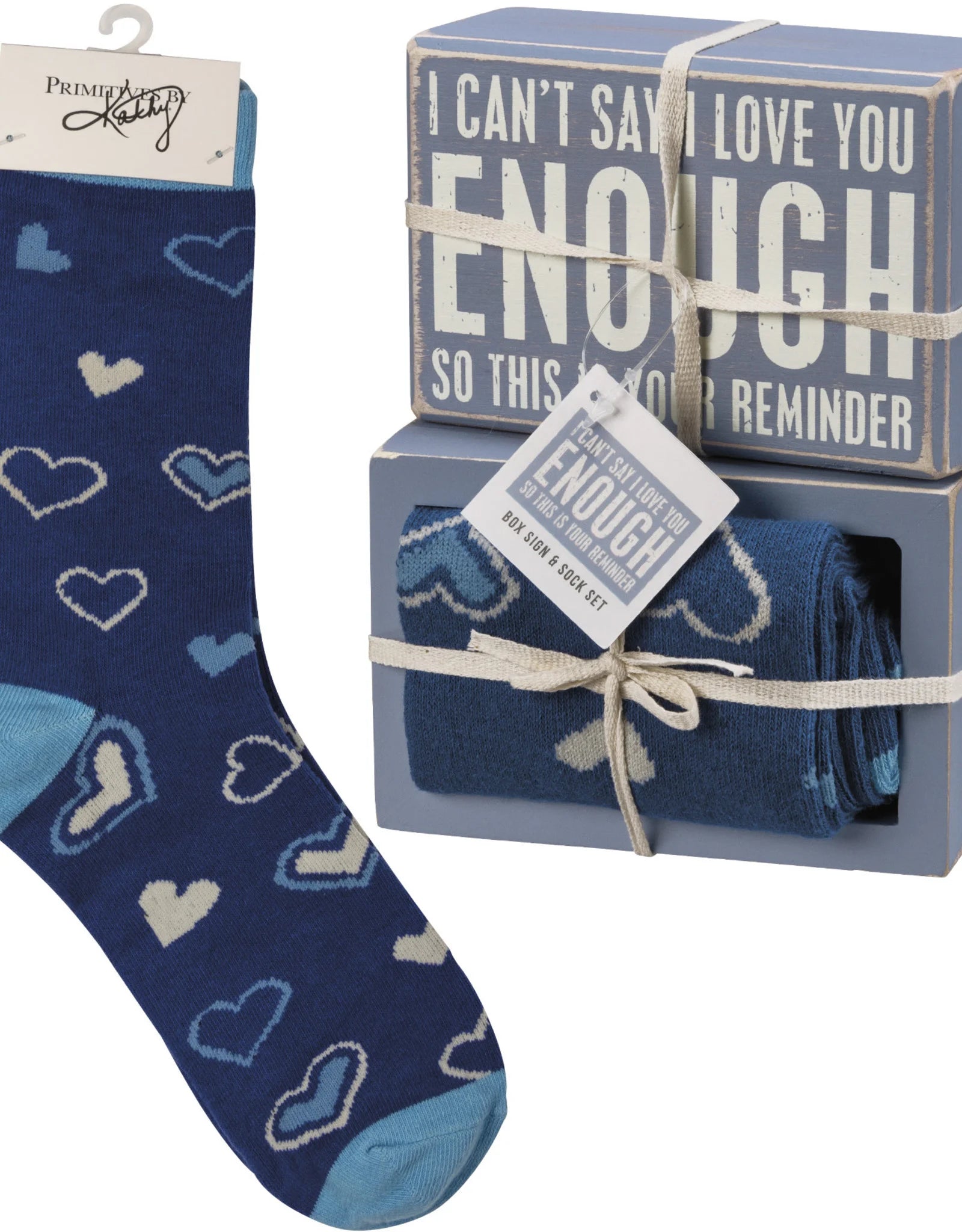 Box Sign & Sock Set - Can't Say I Love You Enough
