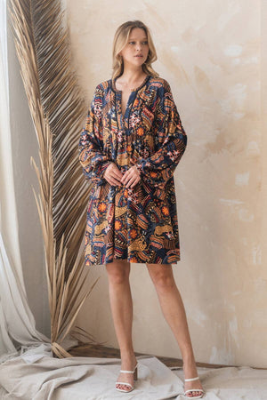 Oddi Jungle Cruise Animal Printed Hacci Mini Dress