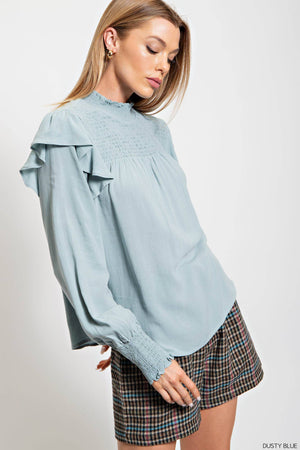 Kori Emmalou Blouse - Dusty Blue