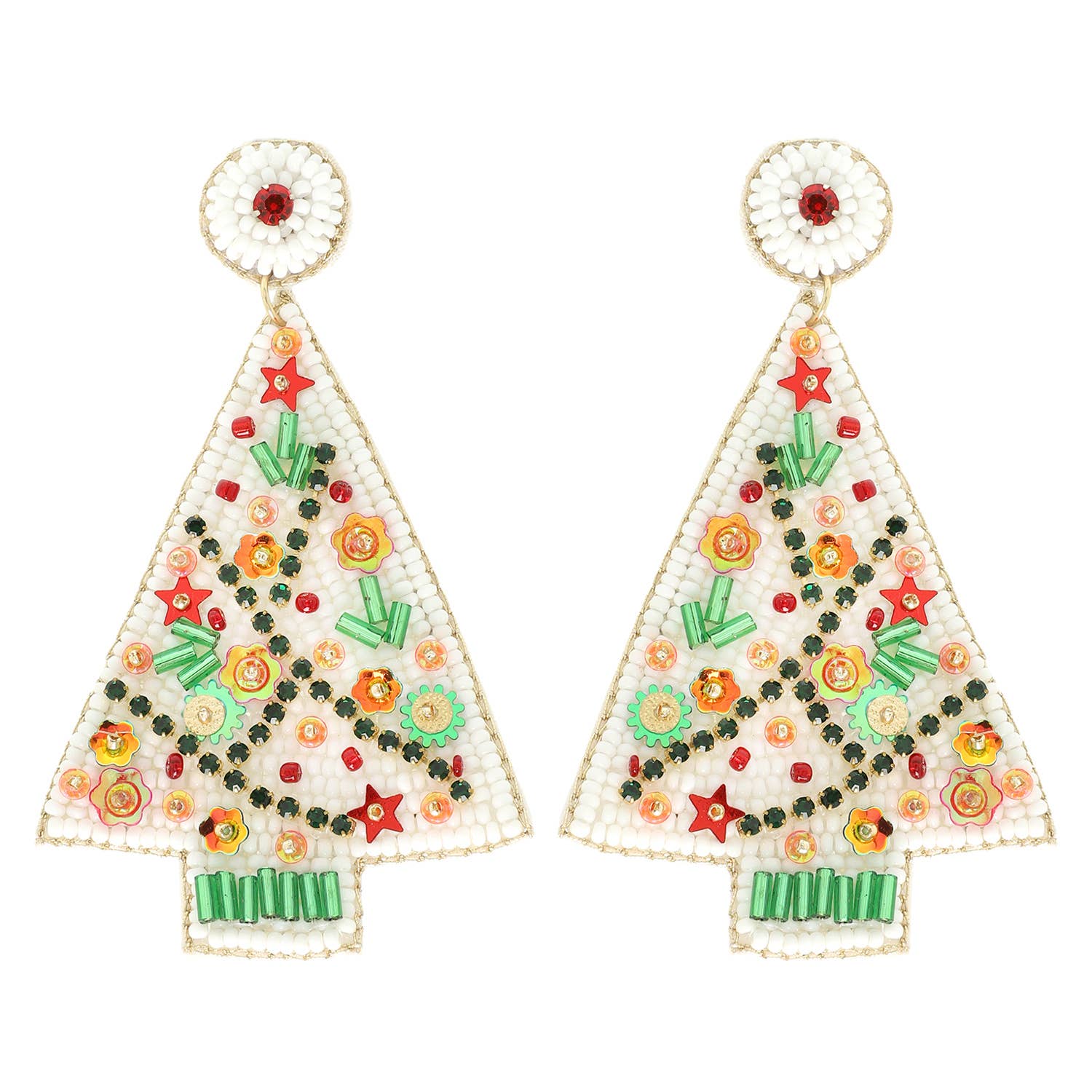 Merry Moment Christmas Tree Earrings - White