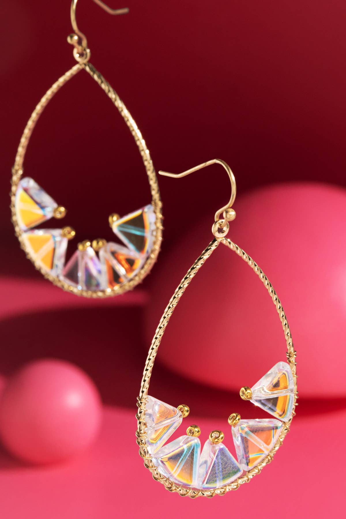 Prism Rhythm - Crystal - Teardrop Shaped Earrings with Glass Accents