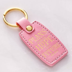 Keychain - Hope and Future Lux Leather - Jeremiah 29:11