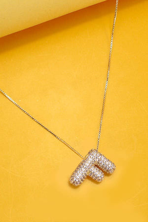 Pave Rhinestone Initial Bubble Balloon Necklace