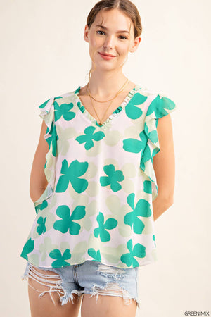 Kori Date Night Chiffon Top - Green