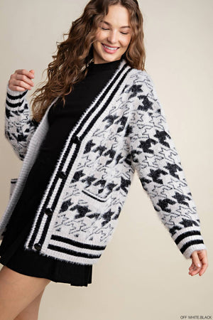 Kori Coach Bear Fuzzy Cardigan Sweater