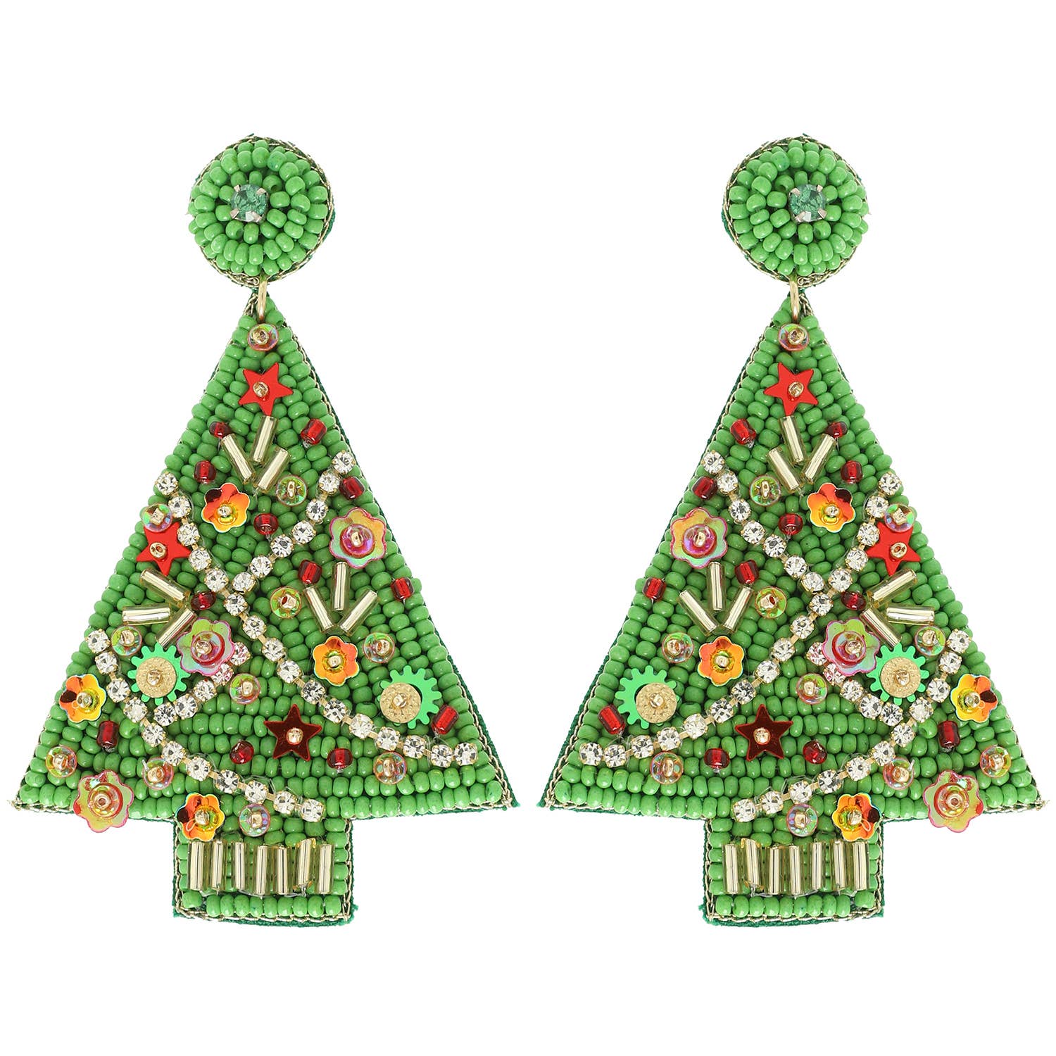 Merry Moment Christmas Tree Earrings - Green