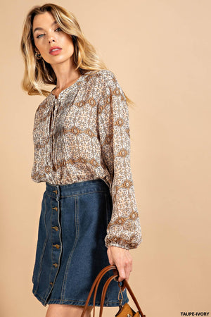 Kori Best Practices Boho Print Blouse