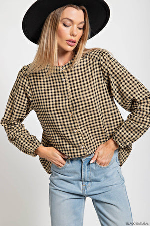 Kori Gingham Gal Button Front Shirt