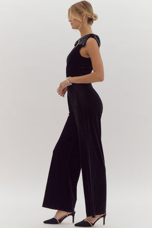 Entro Bow-Dacious Velvet Jumpsuit